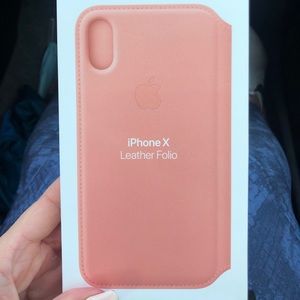 Soft pink Apple leather folio case